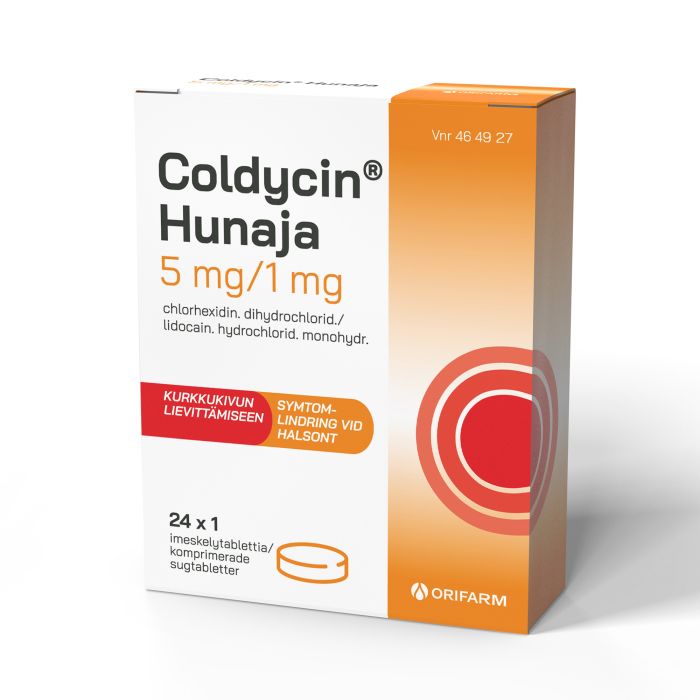 COLDYCIN HUNAJA imeskelytabletti, puristettu 5/1 mg 24 x 1 fol kuva 3