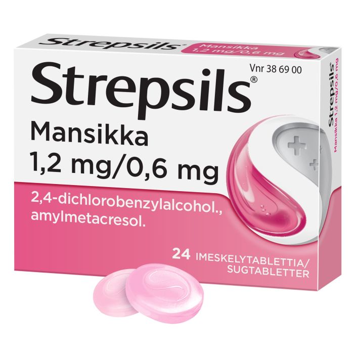 STREPSILS MANSIKKA imeskelytabletti 1,2/0,6 mg 24 fol kuva 3