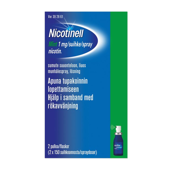 NICOTINELL MINT sumute suuonteloon, liuos 1 mg/suihke 2 x 150 annosta kuva 1
